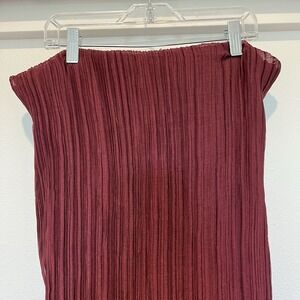 Women’s Maroon Midi Skirt new with tags slit stretchy band topshop pleated